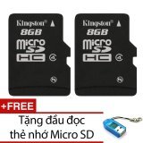 Bộ 2 Thẻ nhớ Kingston Micro SDHC Class4 8GB (Đen) + Tặng 1 đầu đọc thẻ nhớ