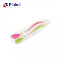 Bộ 2 Thìa Ăn Dặm Richell Nhựa Mềm Có Hộp Đựng Vệ Sinh RC98890