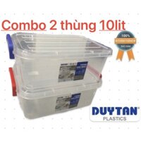 Bộ 2 Thùng 10 lít có nắp gài Duy Tân hình chữ nhật chính hãng/ 2 Thùng nhựa trong đựng đồDuy Tân 10l