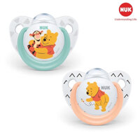 Bộ 2 Ti Giả NUK Disney Sleeptime Silicone Plus Cao Cấp Mềm Mại Núm Ti Dẹt Chỉnh Nha 0-6M 6-18M