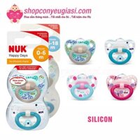 Bộ 2 Ti Giả Nuk Happy Days Silicone 0-6m/6-18m - Kèm Hộp Đựng