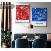 Bộ 2 Tranh Treo Tường Vải Canvas Hoa Neon Đỏ Hồng Xanh Dương Art Nghệ Thuật Trang trí phòng khách phòng ngủ - MElYHOME