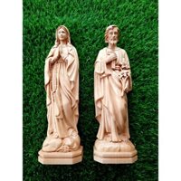 Bộ 2 tượng đức Mẹ và Thánh Giuse 30cm gỗ beach trang trí bàn thờ công giáo