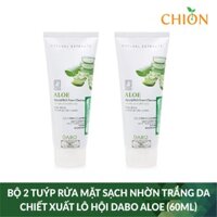 Bộ 2 tuýp rửa mặt sạch nhờn trắng da chiết xuất Lô hội DABO Aloe (60ml) - Hàn Quốc Chính Hãng