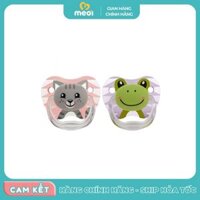 Bộ 2 ty ngậm hình con mèo và ếch cho bé 0-6M hồng tím Dr Brown's