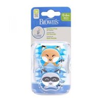 Bộ 2 ty ngậm in hình con gấu mèo và con cáo 0-6M Dr Brown's