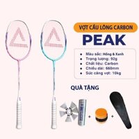 Bộ 2 Vợt Cầu Lông Căng Sẵn 10kg YL800 Khung Carbon Chính Hãng Peak + Tặng Ống Cầu,Cuốn Cán Và Túi Đựng