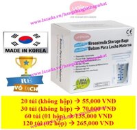 Bộ 20 - 30 - 60 - 120 túi trữ sữa mẹ không BPA 210ml UNIMOM COMPACT UM870268 (Hàn Quốc) (Tốt và rẻ so với Sunmum Mother-K GB Baby Kichilachi Spectra Medela Natur Pur)