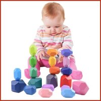 Bộ 20 Khối Đá Nhiều Màu Sắc Đồ Chơi Giáo Dục Theo Phương Pháp Montessori Cho Trẻ sehvn sehvn