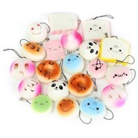 Bộ 20 móc khoá squishy dẻo hình bánh mì