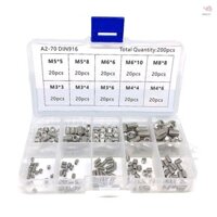 Bộ 200 Ốc Vít Lục Giác Grub Bộ Ốc Vít Thép Không Gỉ 304 M3 / M4 / M5 / M6 / M8 Grub Các Loại Vít Đóng Gói Trong Hộp Tổ Chức