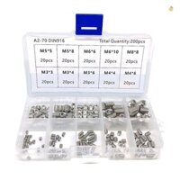 Bộ 200 Ốc Vít Lục Giác Grub Bộ Ốc Vít Thép Không Gỉ 304 M3 / M4 / M5 / M6 / M8 Grub Các Loại Vít Đóng Gói Trong Hộp Tổ Chức