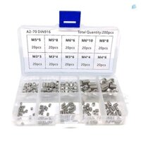 Bộ 200 Ốc Vít Lục Giác Grub Bộ Ốc Vít Thép Không Gỉ 304 M3 / M4 / M5 / M6 / M8 Grub Các Loại Vít Đóng Gói Trong Hộp Tổ Chức