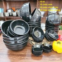 (Bộ 20,40cái) TÔ nhựa ,chén cơm MÀU ĐEN, chén chấm -Nhựa PP DẺO ..Loại 1 cứng cáp, bóng đẹp, dễ vệ sinh