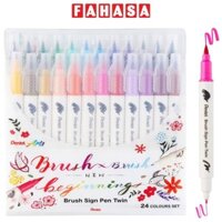 Bộ 24 Bút Lông Màu Nước 2 Đầu - Brush Sign Pen Twin - Pentel Art SESW30C-24E