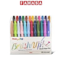 Bộ 24 Bút Lông Màu Nước Pentel Touch Màu Pastel - SES15C-24ST1
