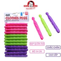 Bộ 24 cái kẹp quần áo nhựa đầu tròn màu sắc Uncle Bills BL0676 kẹp phơi quần áo