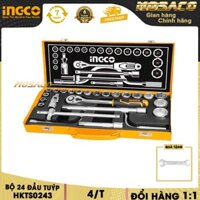 Bộ 24 đầu tuýp INGCO HKTS0243 CR-V. Đầu tuýp đa năng 1 đầu vặn Ratchet 1/2 inch Dr 45T 18 đầu 1/2 inch - MOSACO