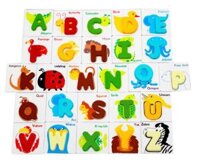 BỘ 26 CHỮ CÁI BẰNG GỖ GHÉP HÌNH HỌC TIẾNG ANH CHO BÉ