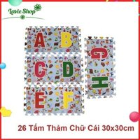 Bộ 26 Miếng Thảm Xốp chữ cái có họa tiết kích thước 30x30 cm/1 miếng