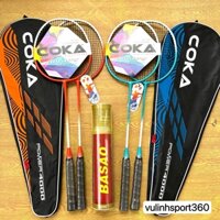 Bộ 2chiếc vợt cầu lông COKA 4000 kèm bao+ ống cầu Basao 10 quả