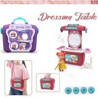 Bộ 2in1 Bàn trang điểm xếp gọn túi xách đeo vai + 1 búp bê chibi - Dressing table T2113