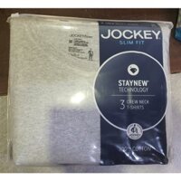 Bộ 3 áo thun xám cổ tròn nam Jockey Slim Fit 3 Crew New Neck T-Shirts (Haiti)