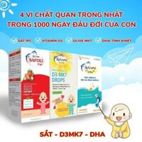 Bộ 3 AVISURE KID Sắt Safoli , Avisure D3 Mk7 , Smart Kid DHA cho bé cao lớn thông minh, có mã tích điểm