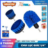 Bộ 3 bàn chải tròn lông thường WADFOW WND2403 chuôi lục giác 1/4", làm sạch sàn, sứ, đá granit, ngói, thảm...