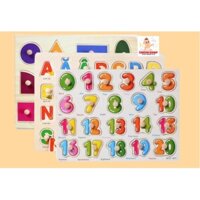 Bộ 3 Bảng Núm Gỗ Cho Bé Phát Triển Trí Tuệ Chủ Đề Số Đếm, Chữ Cái Tiếng Việt In Hoa Và Màu Sắc Hình Khối