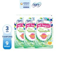 Bộ 3 Băng vệ sinh siêu thấm Sofy Soft Tampon Super gói 9 miếng (Hàng nhập khẩu)