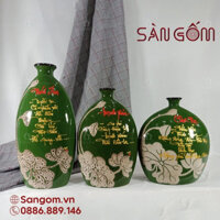 Bộ 3 bình decor “Mái Ấm- Hạnh Phúc- Cha Mẹ” màu xanh lá SG-BH159