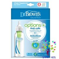 Bộ 3 bình sữa Dr Brown's cổ hẹp dòng Option + 250ml
