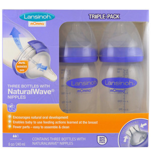 Bộ 3 bình sữa Lansinoh mOmma, NaturalWave Nipple 240ml