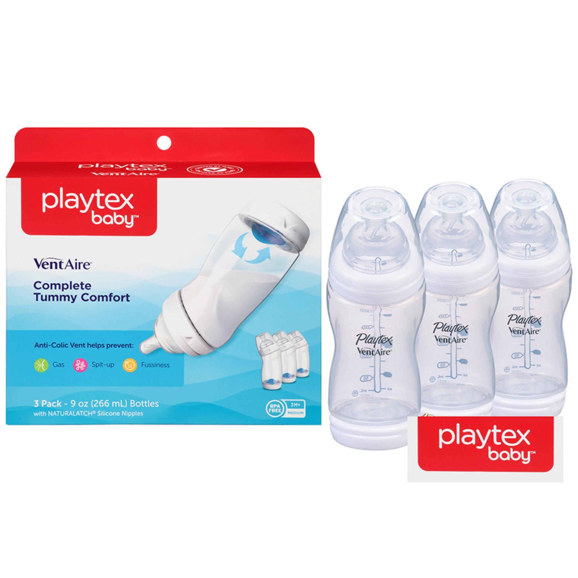 Bộ 3 bình sữa Playtex cổ rộng 266ml