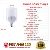 Bộ 3 Bóng đèn Led trụ 5W đuôi xoáy E27 sáng trắng