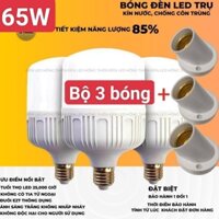Bộ 3 bóng đèn led trụ 65w kèm 3 đui đèn e27