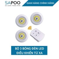 Bộ 3 bóng mini Điều khiển từ xa Đèn led dán tường thông minh treo cầu thang phòng ngủ gắn tủ trang trí - Gia Dụng SAPOO