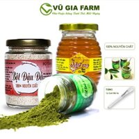 [Bộ 3] Bột Trà Xanh Nguyên Chất 100g + Bột Đậu Đỏ 100g + Mật Ong Hoa Cà Phê 100ml - Nguyên Chất Vũ Gia + Tặng Cọ Quét