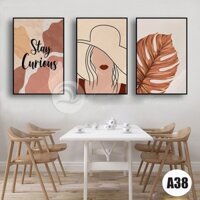 Bộ 3 bức tranh cô gái trừu tượng CHỌN KHUNG