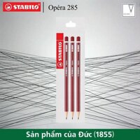 Bộ 3 bút chì gỗ STABILO Opéra 285 thân đỏ sọc trắng (PC285-C3)