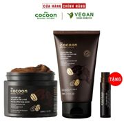 Bộ 3 Cà phê Đắk Lắk tẩy da chết Cocoon Cơ thể 200ml Da mặt 150ml Son môi 5g