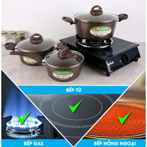 Bộ 3 cái nồi quánh nhôm chống dính đáy từ Kangaroo KG992MX