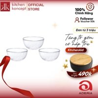 Bộ 3 cái/ tô lẻ salad thủy tinh Aderia Rimlet hiện đại sản xuất tại Nhật Bản 12cm