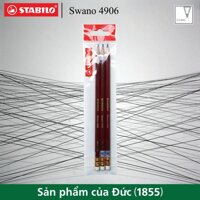 Bộ 3 cây bút chì gỗ STABILO Swano có đầu tẩy thân đỏ (PC4906-C3)