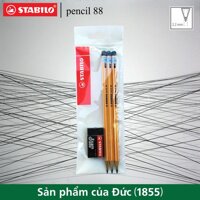 Bộ 3 cây chì gỗ STABILO Pencil 2B đầu đen + tẩy ER191E (PC88-C3+)