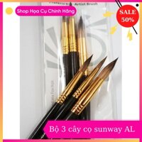 Bộ 3 cây cọ Sunway AL 20 ⚡ HÀNG CHÍNH HÃNG ⚡ cọ thiết kế hợp lí, làm từ gỗ sơn bóng tạo cảm giác thỏa mái khi cầm