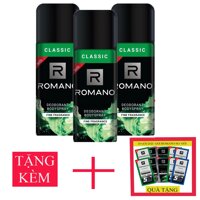 Bộ 3 chai xịt khử mùi toàn thân Romano Classic 150ml