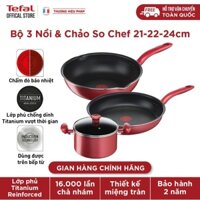 BỘ 3 CHẢO CHIÊN , NỒI , CHẢO SÂU LÒNG TEFAL SO CHEF 21-22-24CM ( Đun từ )