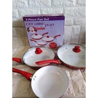 Bộ 3 chảo chống dính màu đỏ 20-22-24cm ( có nắp)